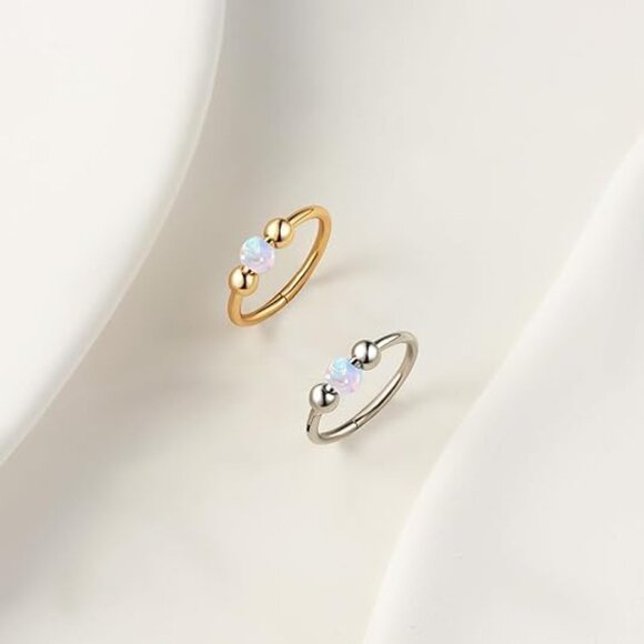 Unisex 2-Pack 8mm Silver 18G Hypoallergenic Surgical Steel Cartilage Earrings wi - Picture 8 of 8